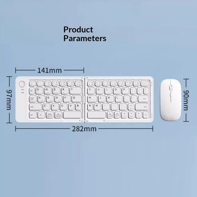 Мини-портативный беспроводной складной набор клавиатура и мышь B203B с Bluetooth, подзаряжаемая клавиатура с 67 клавишами, белая, для дома и офиса - Белый
