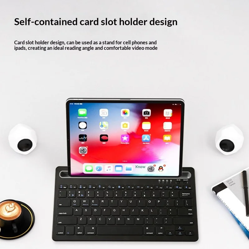 Мини-клавиатура и мышь CMK108, совместимые с Bluetooth, 2,4-гигагерцовый двухрежимный беспроводной комплект, перезаряжаемая комбинация клавиатуры и мыши со стойкой для телефона и планшета — черный цвет