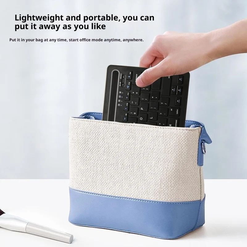 Мини-клавиатура и мышь CMK108, совместимые с Bluetooth, 2,4-гигагерцовый двухрежимный беспроводной комплект, перезаряжаемая комбинация клавиатуры и мыши со стойкой для телефона и планшета — черный цвет