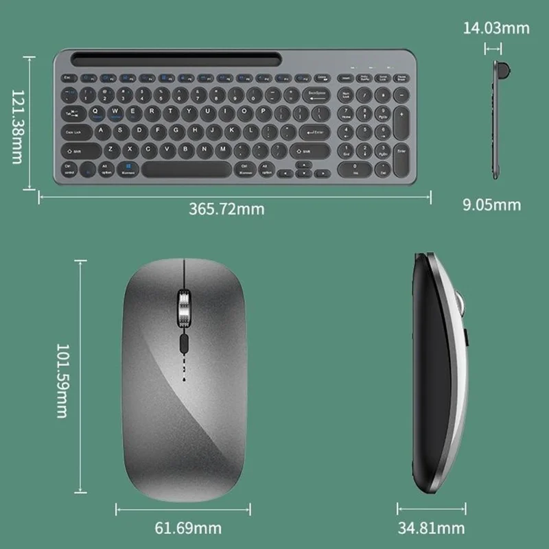 Беспроводной набор клавиатура и мышь KS184, двухрежимный, с кармашком для карт, ножничная клавиатура, комплект клавиатуры и мыши для компьютера, планшета, телефона — черный