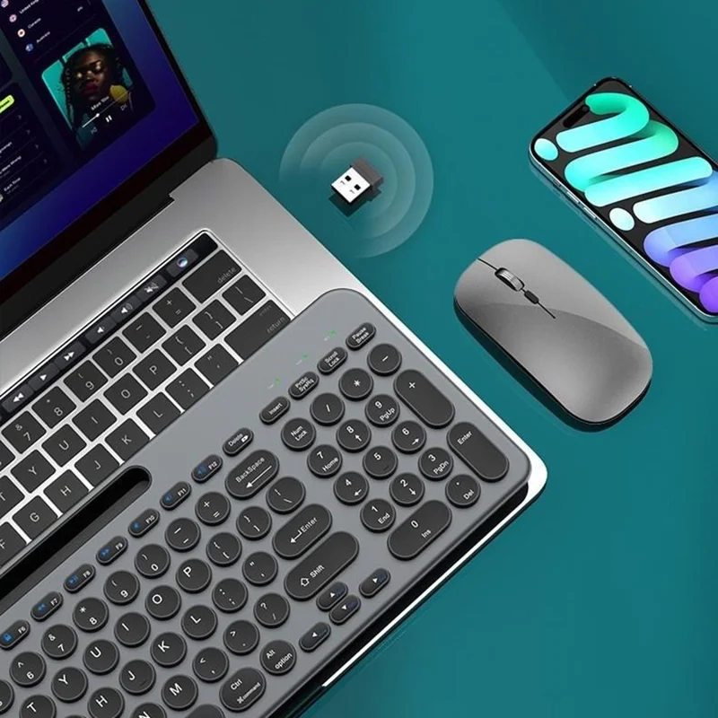 Беспроводной набор клавиатура и мышь KS184, двухрежимный, с кармашком для карт, ножничная клавиатура, комплект клавиатуры и мыши для компьютера, планшета, телефона — черный