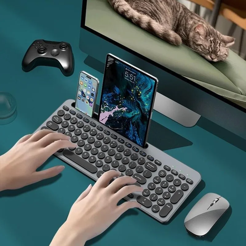 Беспроводной набор клавиатура и мышь KS184, двухрежимный, с кармашком для карт, ножничная клавиатура, комплект клавиатуры и мыши для компьютера, планшета, телефона — черный