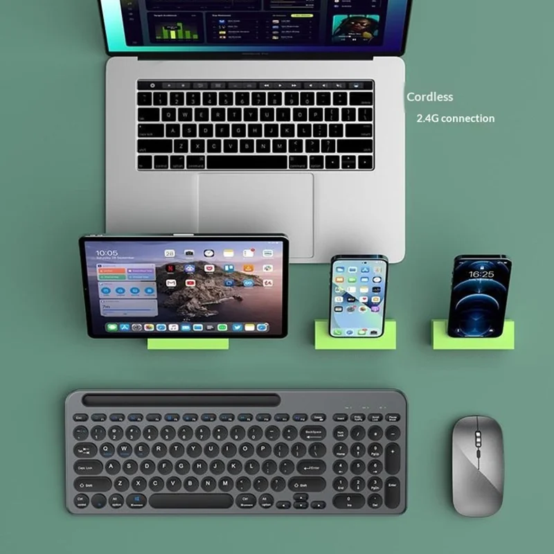 Беспроводной набор клавиатура и мышь KS184, двухрежимный, с кармашком для карт, ножничная клавиатура, комплект клавиатуры и мыши для компьютера, планшета, телефона — черный