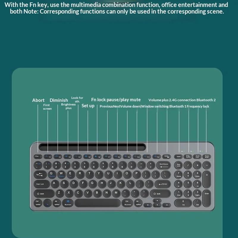 Беспроводной набор клавиатура и мышь KS184, двухрежимный, с кармашком для карт, ножничная клавиатура, комплект клавиатуры и мыши для компьютера, планшета, телефона — черный
