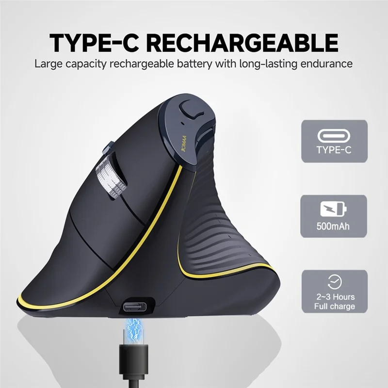 T1 Ergonomic Split Keyboard Mouse Set Wireless Vertical Bluetooth-compatible Rechargeable Home Office Keyboard + Mouse Combo with Wrist Rest for Computer Tablet Phone - Black