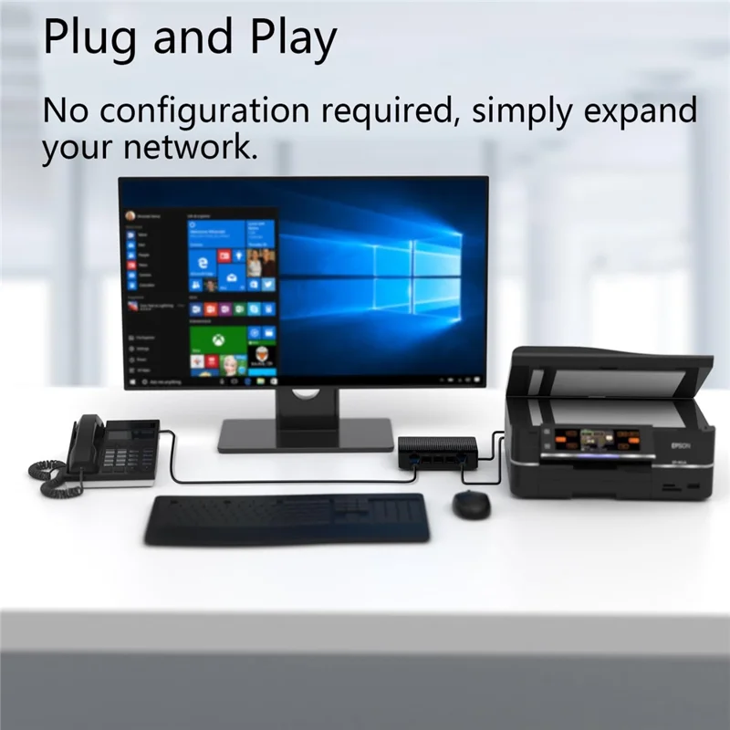 TENDA SG105 5-Port Gigabit Ethernet Switch 1 to 5 Ethernet Splitter Desktop  /  Wall-Mounting 5 Way Network Hub, Overseas Version - Black