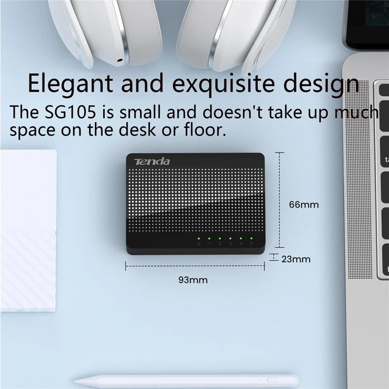 TENDA SG105 5-Port Gigabit Ethernet Switch 1 to 5 Ethernet Splitter Desktop  /  Wall-Mounting 5 Way Network Hub, Overseas Version - Black