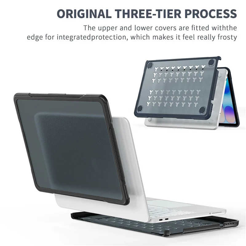 Coque pour MacBook Neo 13 pouces (2026), structure 3 couches, protection antichoc et anti-rayures en PC + TPU - Bleu