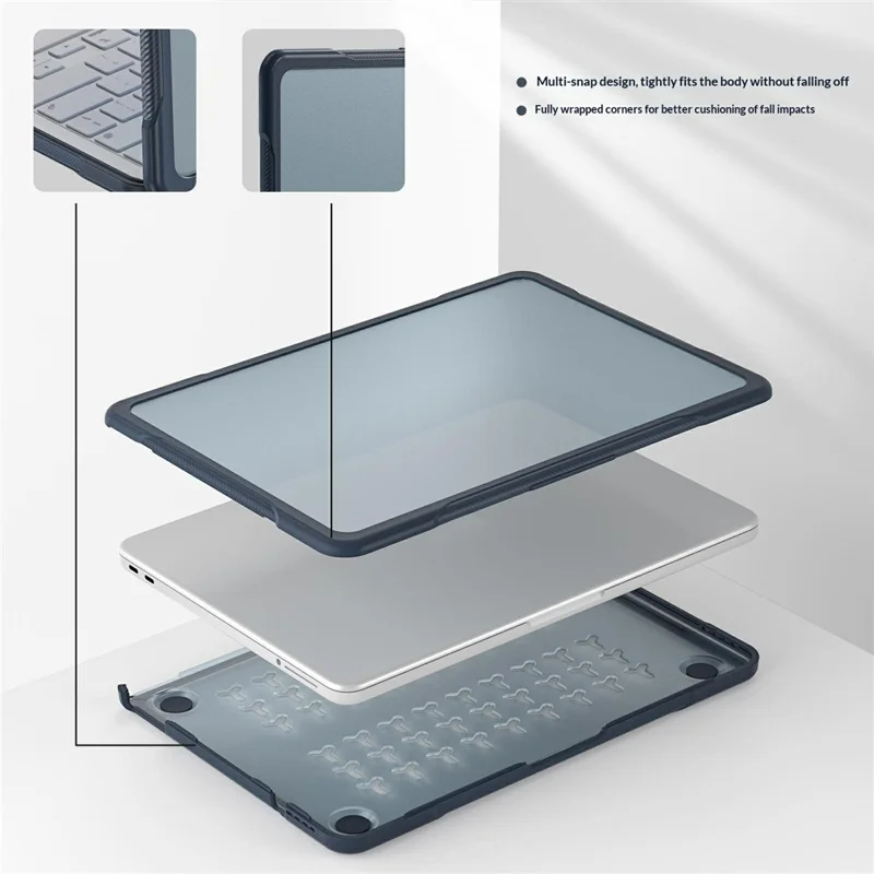 Coque pour MacBook Neo 13 pouces (2026), structure 3 couches, protection antichoc et anti-rayures en PC + TPU - Bleu