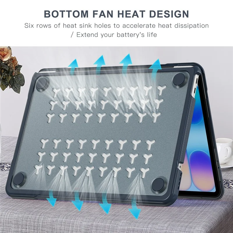 Coque pour MacBook Neo 13 pouces (2026), structure 3 couches, protection antichoc et anti-rayures en PC + TPU - Bleu