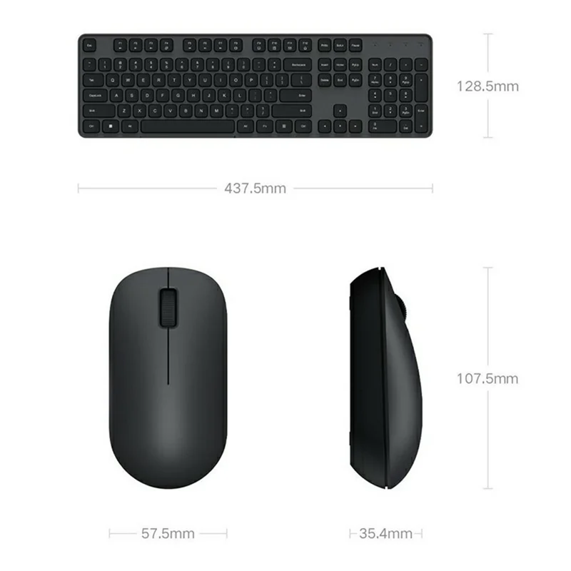 XIAOMI WXJS03YM 104-Key Wireless Keyboard and 1000DPI Mouse Combo Set for Home Office - Black