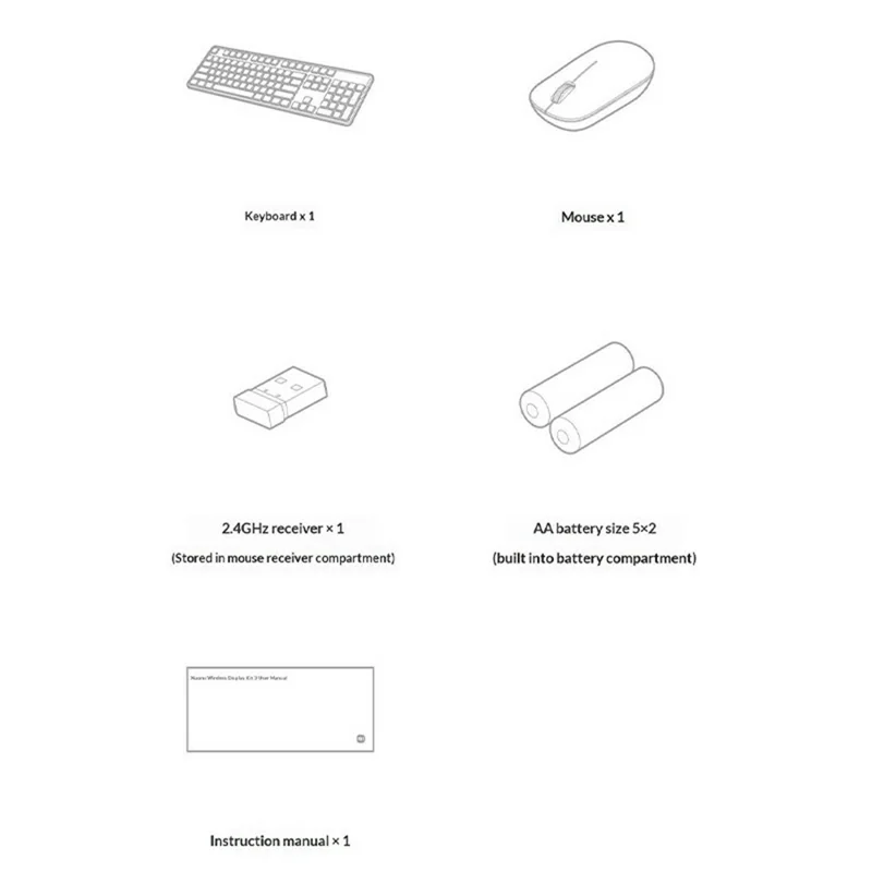 XIAOMI WXJS03YM 104-Key Wireless Keyboard and 1000DPI Mouse Combo Set for Home Office - Black