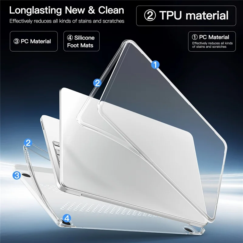 For MacBook Neo 13 inch (2026) Drop Proof Protective Case Matte PC + TPU Laptop Cover - Transparent