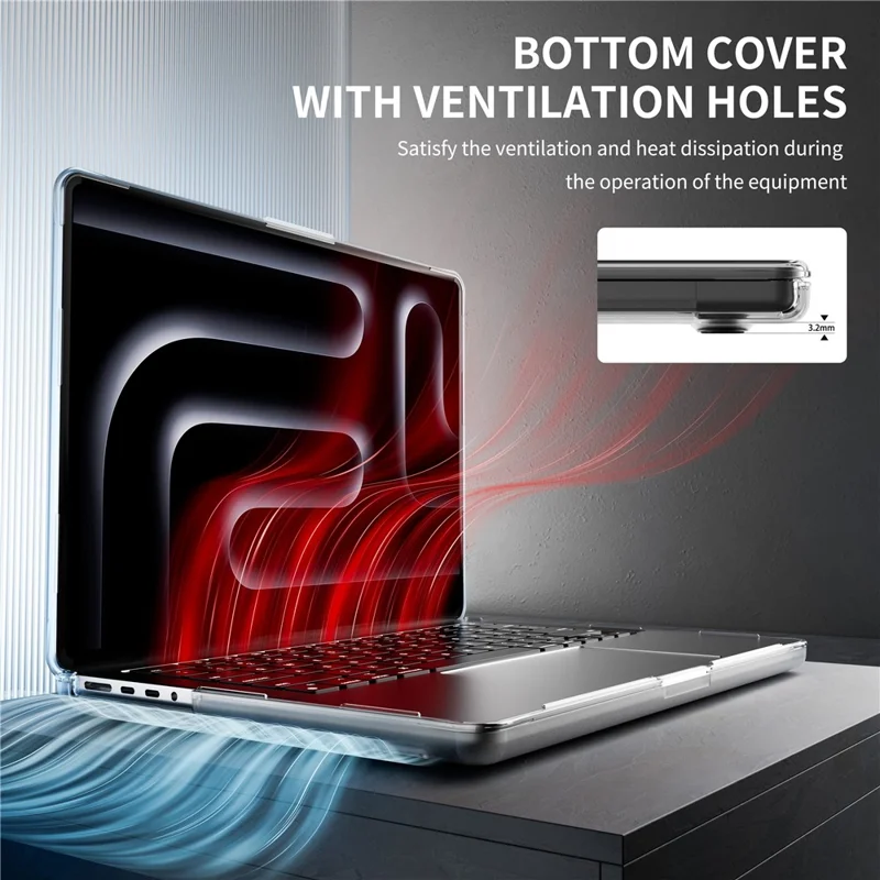 Protective Case for MacBook Pro 14 inch (2026) / (2025) / (2024) / (2023) / (2022) / (2021) Drop Proof Matte PC + TPU Laptop Cover - Transparent