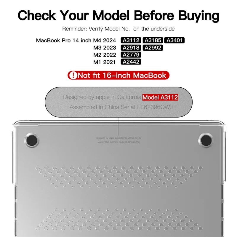 Protective Case for MacBook Pro 14 inch (2026) / (2025) / (2024) / (2023) / (2022) / (2021) Drop Proof Matte PC + TPU Laptop Cover - Transparent
