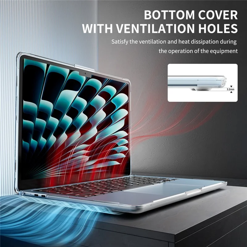 Protective Case for MacBook Air 13 inch (2026) / (2025) / (2024) / (2022) Drop Proof Matte PC + TPU Laptop Cover - Transparent