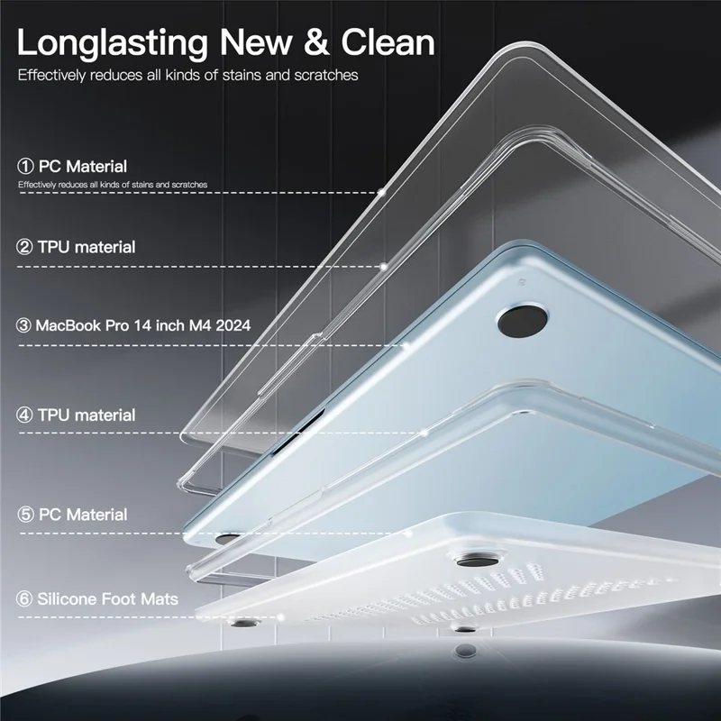 Protective Case for MacBook Air 13 inch (2026) / (2025) / (2024) / (2022) Drop Proof Matte PC + TPU Laptop Cover - Transparent