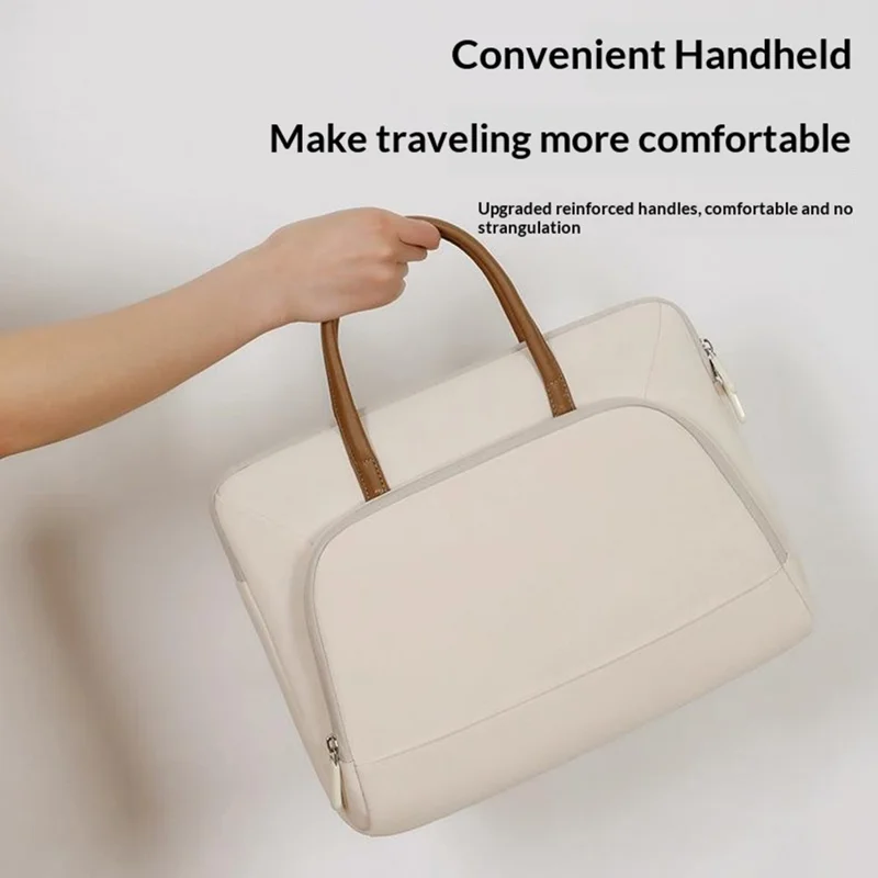 C100 Laptop Handheld Bag for 14-14.6 Inch Notebook Triple Layer Protection Protective Sleeve Bag Portable Computer Case Carrying Briefcase - Beige