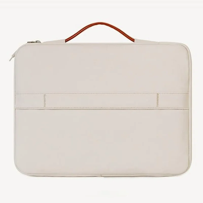 C108 Laptop Handheld Bag for 14-14.6 Inch Notebook Retractable Handle Waterproof Business Protective Sleeve Bag Multi-Pocket Shockproof Carrying Case - Beige