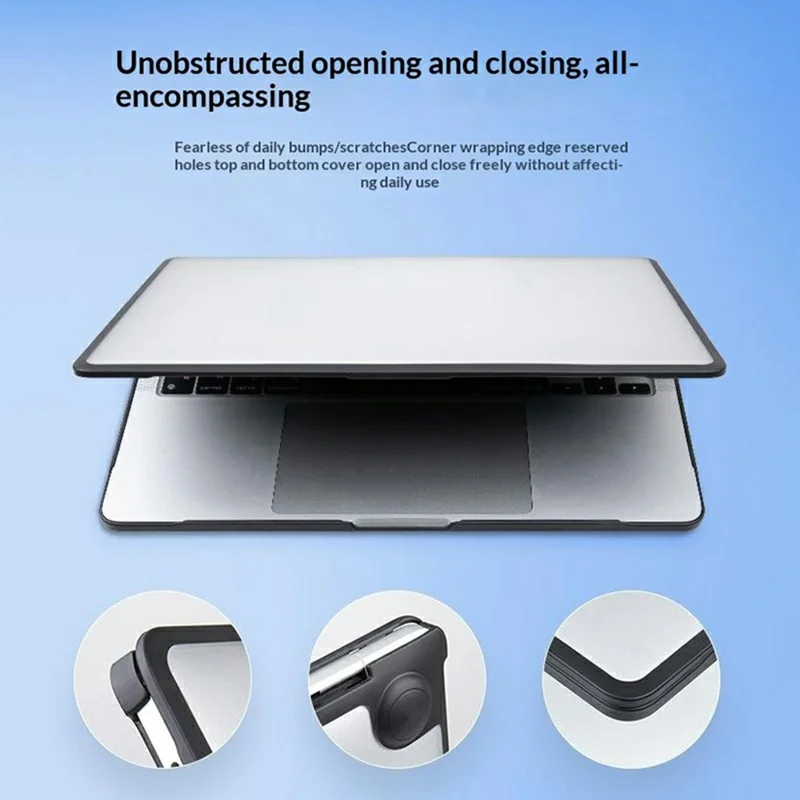 Laptop Protective Case For MacBook Pro 14 inch (2026) / (2025) / (2024) / (2023) / (2022) / (2021) TPU+PC Frosted Matte Hard Shell Cover - TPU Black Edges + Transparent PC - 2