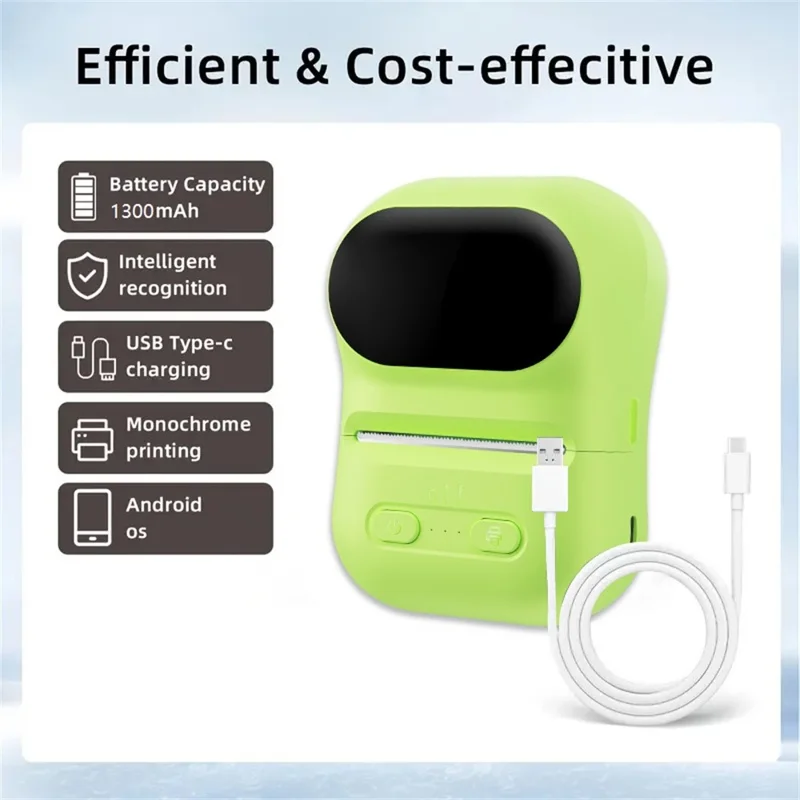 Imprimante à étiquettes thermique portable P5 203DPI Bluetooth sans fil batterie 1300mAh imprimante portable pour domicile et bureau - Bleu