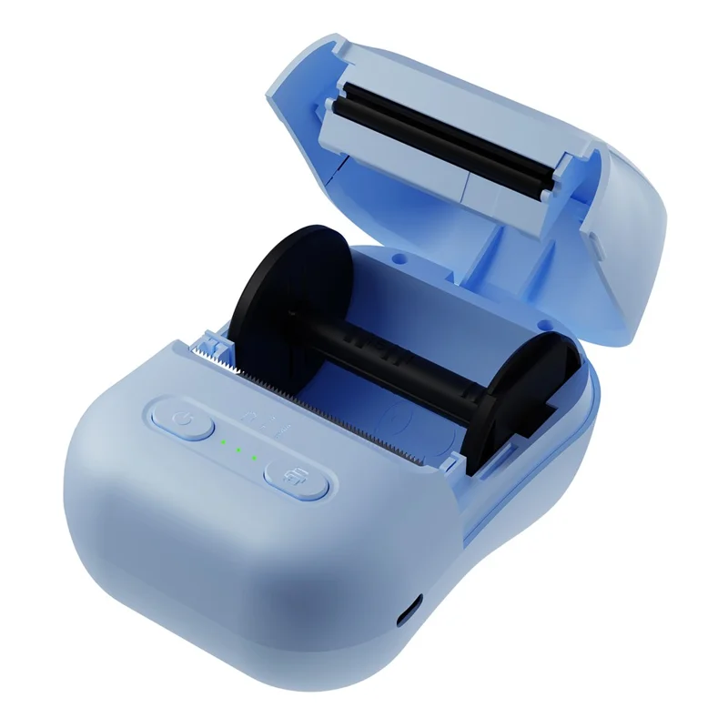 Imprimante à étiquettes thermique portable P5 203DPI Bluetooth sans fil batterie 1300mAh imprimante portable pour domicile et bureau - Bleu
