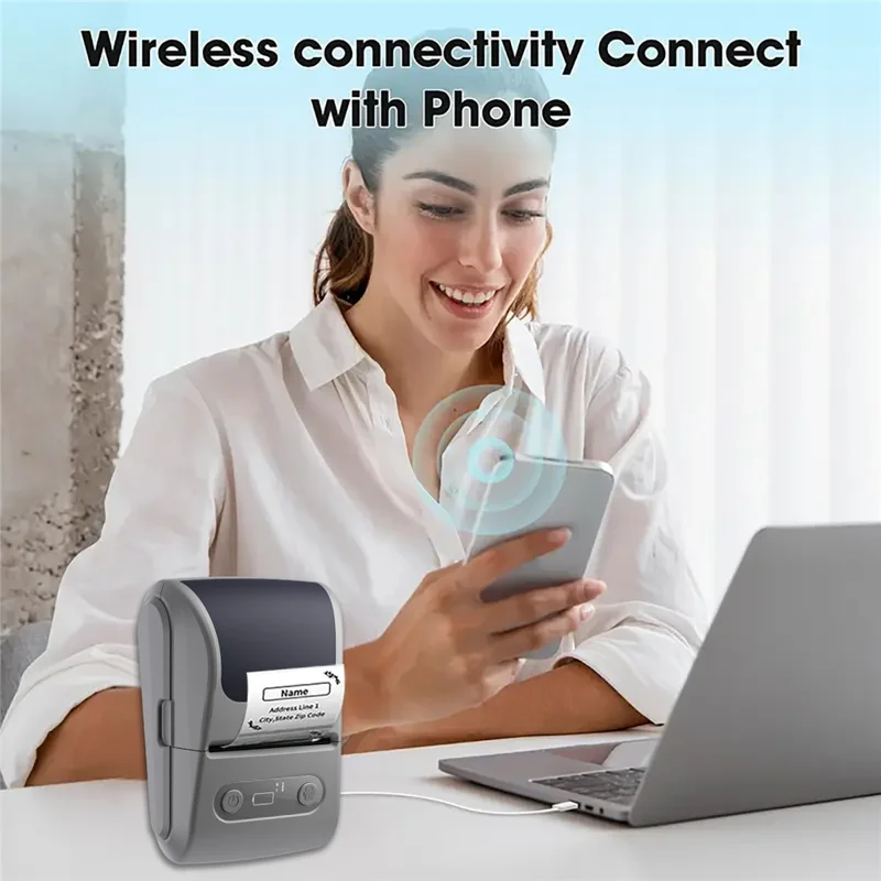 P1 Mini Thermal Label Printer 203DPI 1200mAh Bluetooth-compatible Portable Sticker Maker Handheld Printer - Black