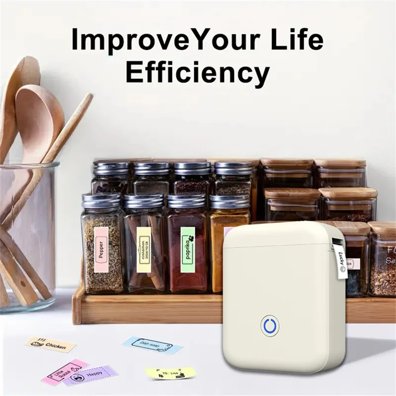 Imprimante d'étiquettes thermique portable mini P11 203DPI Bluetooth compatible, créateur d'autocollants, imprimante portable pour domicile et bureau - Beige