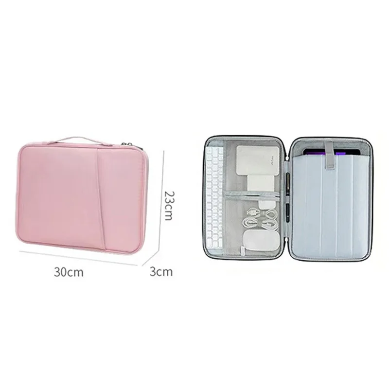 Laptop Tablet Carrying Case Organizer Bag for 11 Inch Notebook Portable Multi-Compartment Storage Travel Pouch with Handle - Black