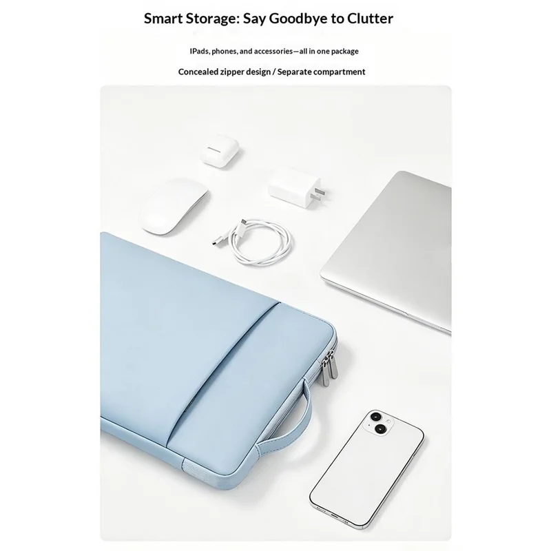 Multi-Function Laptop Sleeve Bag for 11-13 Inch Notebook Tablet Portable Handle Waterproof Shockproof Storage Case - Blue