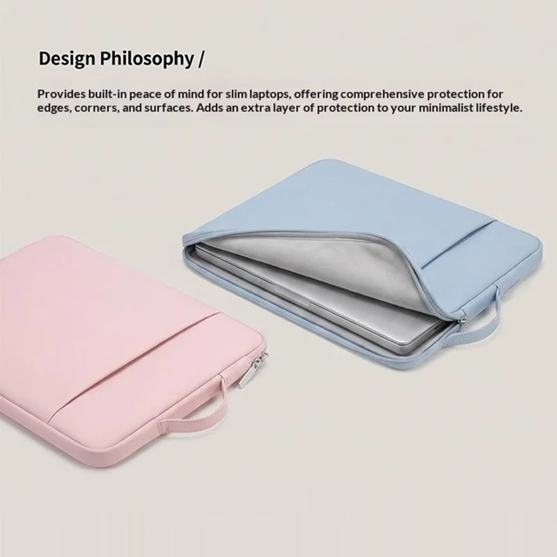 Multi-Function Laptop Sleeve Bag for 13.3-14.6 inch Notebook Tablet Portable Handle Waterproof Shockproof Storage Case - Blue