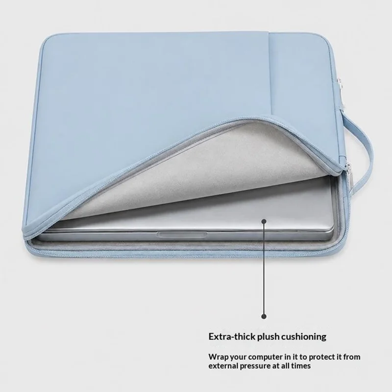 Multi-Function Laptop Sleeve Bag for 15-15.6 Inch Notebook Tablet Portable Handle Waterproof Shockproof Storage Case - Blue