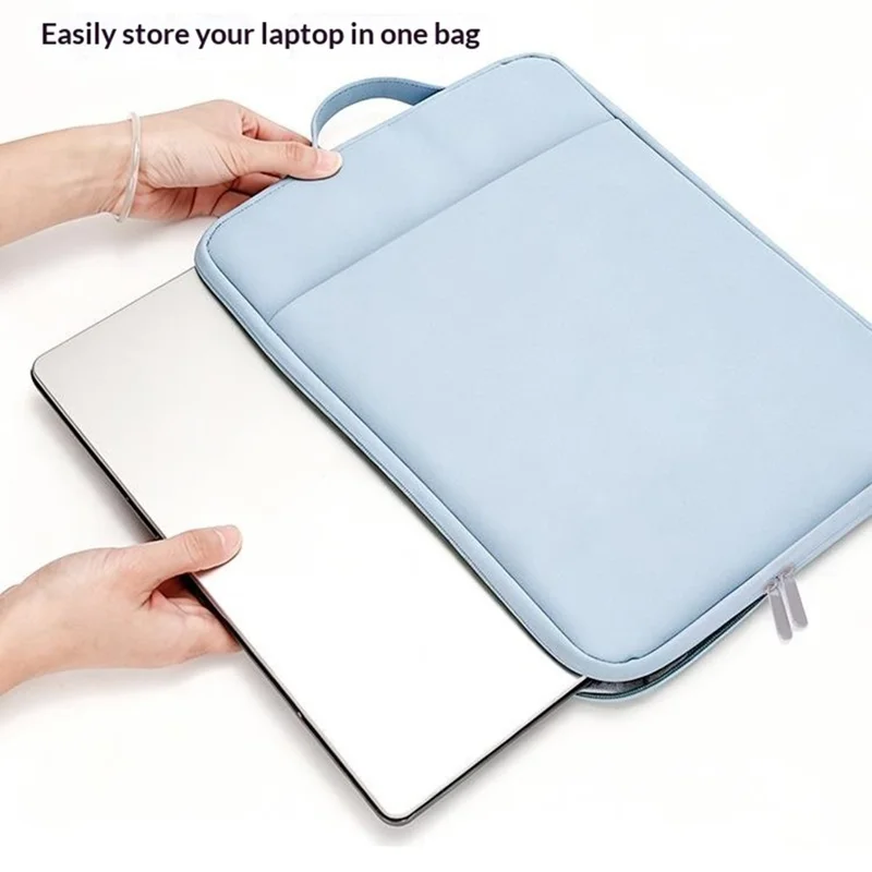 Multi-Function Laptop Sleeve Bag for 15-15.6 Inch Notebook Tablet Portable Handle Waterproof Shockproof Storage Case - Blue