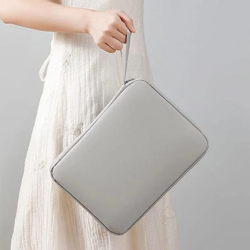 Laptop Sleeve Bag for 10.9 inch Tablet 180-degree Full Opening Portable Storage Organizer with Mouse Pad Function - Grey