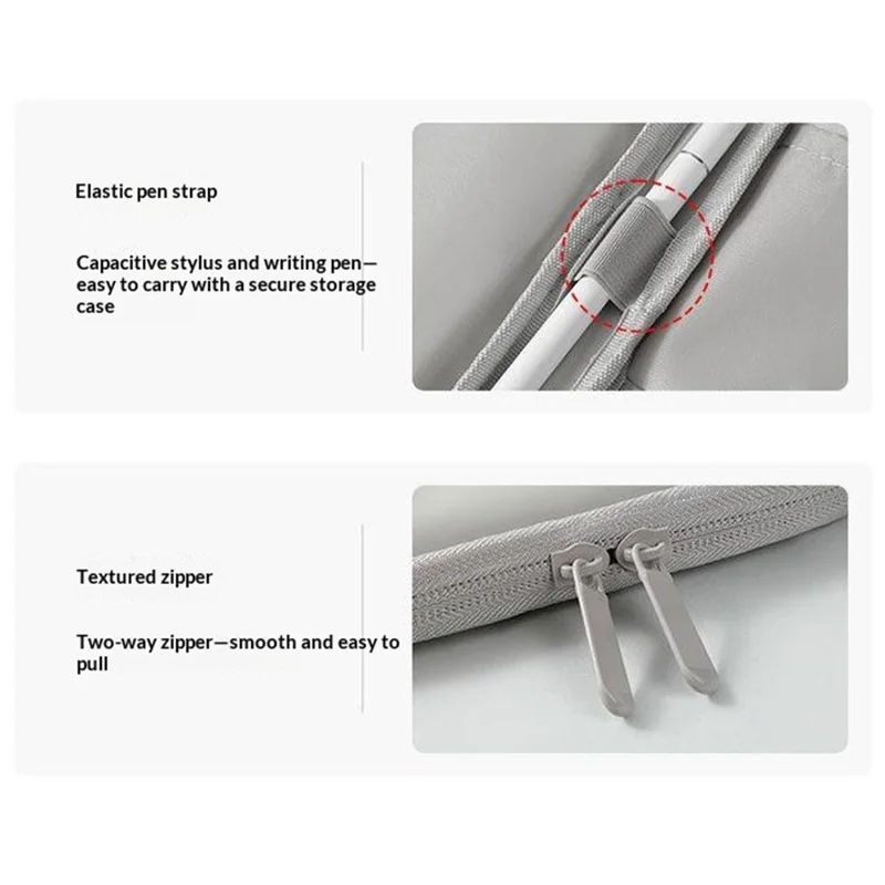 Laptop Sleeve Bag for 12.9 inch Tablet 180-degree Full Opening Portable Storage Organizer with Mouse Pad Function - Grey