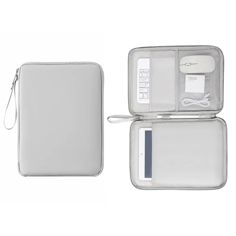Bolsa Funda para Portátil para Tableta de 13,3 pulgadas, Organizador Portátil de Apertura Completa de 180 grados con Función de Alfombrilla para Ratón - Gris