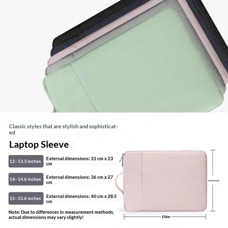 Laptop Sleeve Case for 13.3-14.6 inch Notebook Computer Lightweight Portable Carrying Bag with Handle - Pink