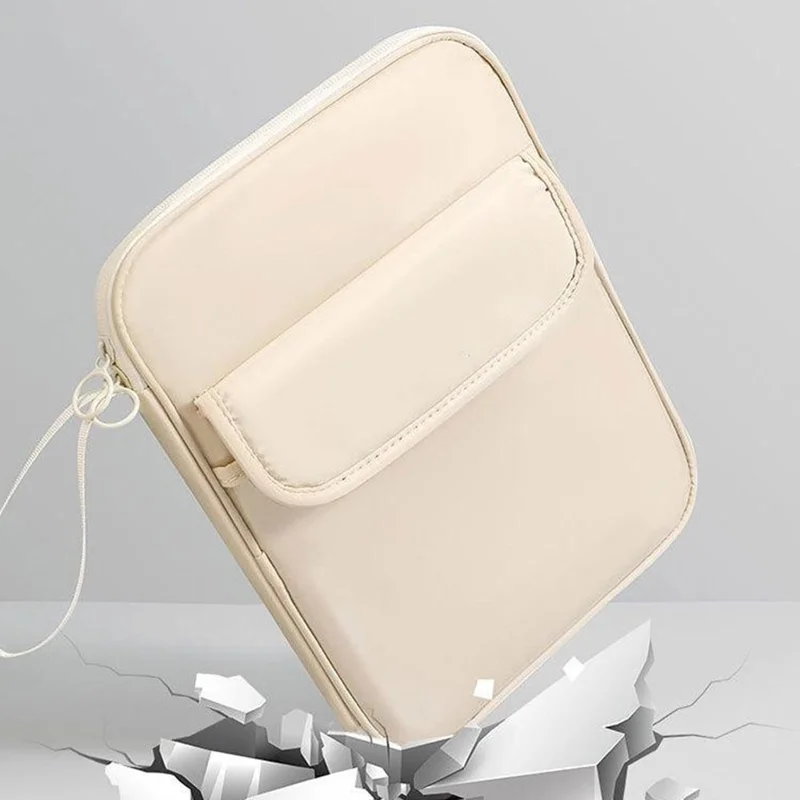 Laptop Bag 13 inch 180-Degree Full-Open Design Tablet Case PU Leather Shockproof Portable Computer Sleeve - Beige