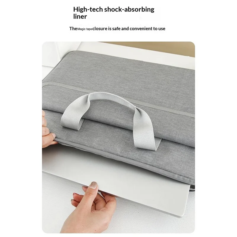 Crossbody Laptop Bag for 14 inch Notebook Magic Tape Closure Large Capacity Computer Tablet Bag with Adjustable Strap - Grey