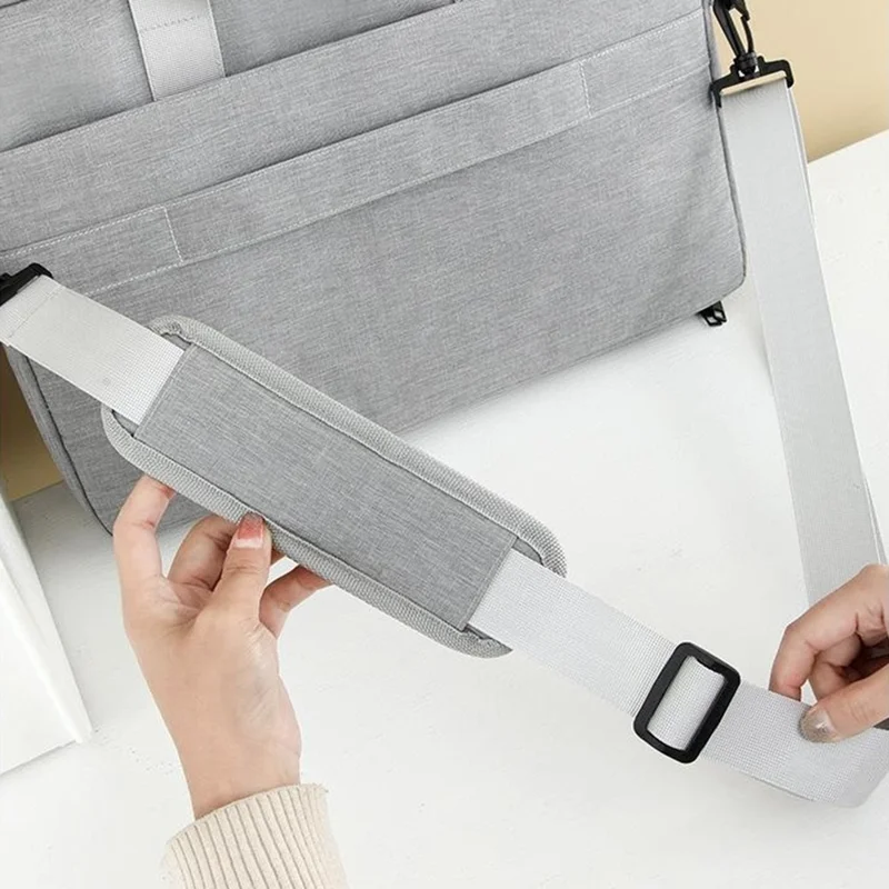 Crossbody Laptop Bag for 15.6 inch Notebook Magic Tape Closure Large Capacity Computer Tablet Bag with Adjustable Strap - Pink