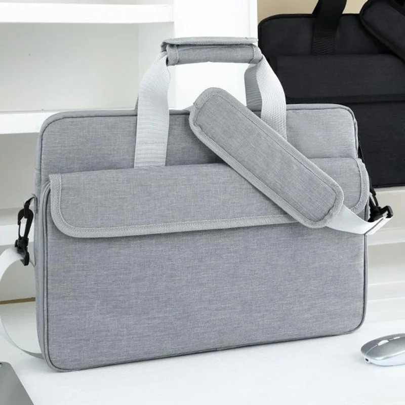 Crossbody Laptop Bag for 17 inch Notebook Magic Tape Closure Large Capacity Computer Tablet Bag with Adjustable Strap - Grey