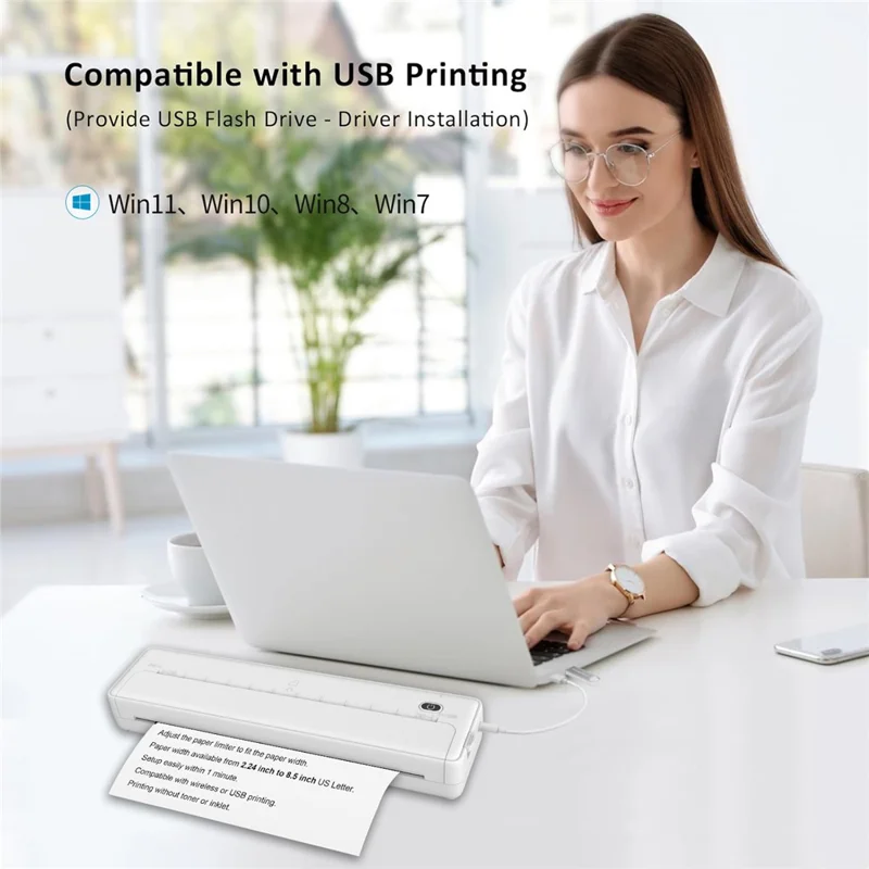 X8 Tragbarer A4-Thermodrucker 203DPI Tintenlos Bluetooth-/USB-Verbindung für Büro und Zuhause – Schwarz