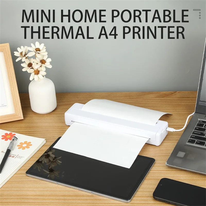 X8 Tragbarer A4-Thermodrucker 203DPI Tintenlos Bluetooth-/USB-Verbindung für Büro und Zuhause – Schwarz