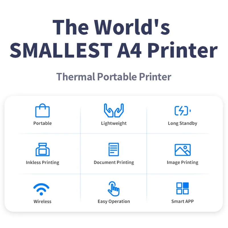 X8 Tragbarer A4-Thermodrucker 203DPI Tintenlos Bluetooth-/USB-Verbindung für Büro und Zuhause – Schwarz