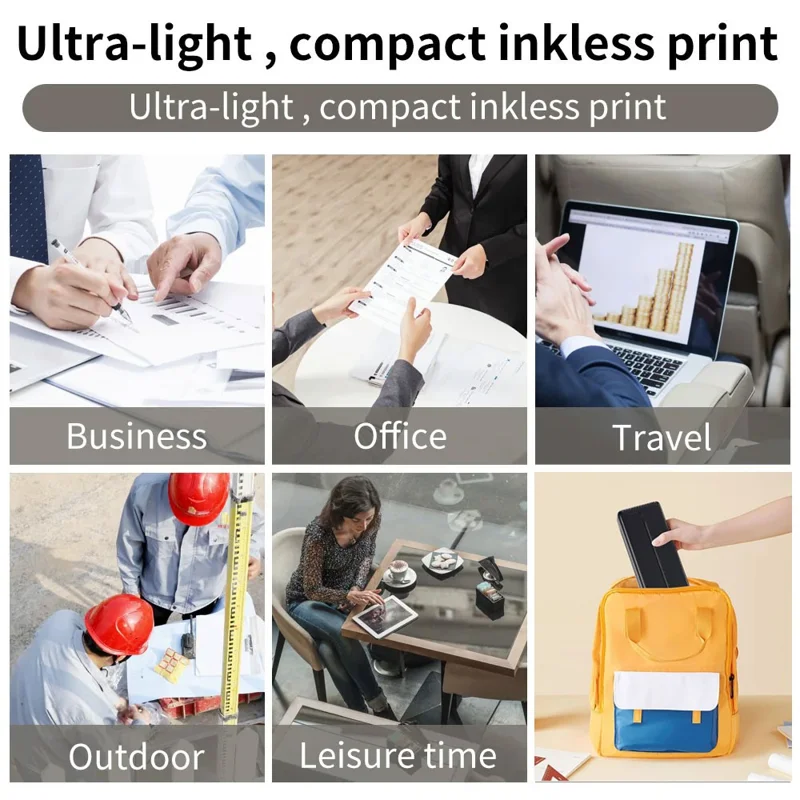 X8 Tragbarer A4-Thermodrucker 203DPI Tintenlos Bluetooth-/USB-Verbindung für Büro und Zuhause – Schwarz