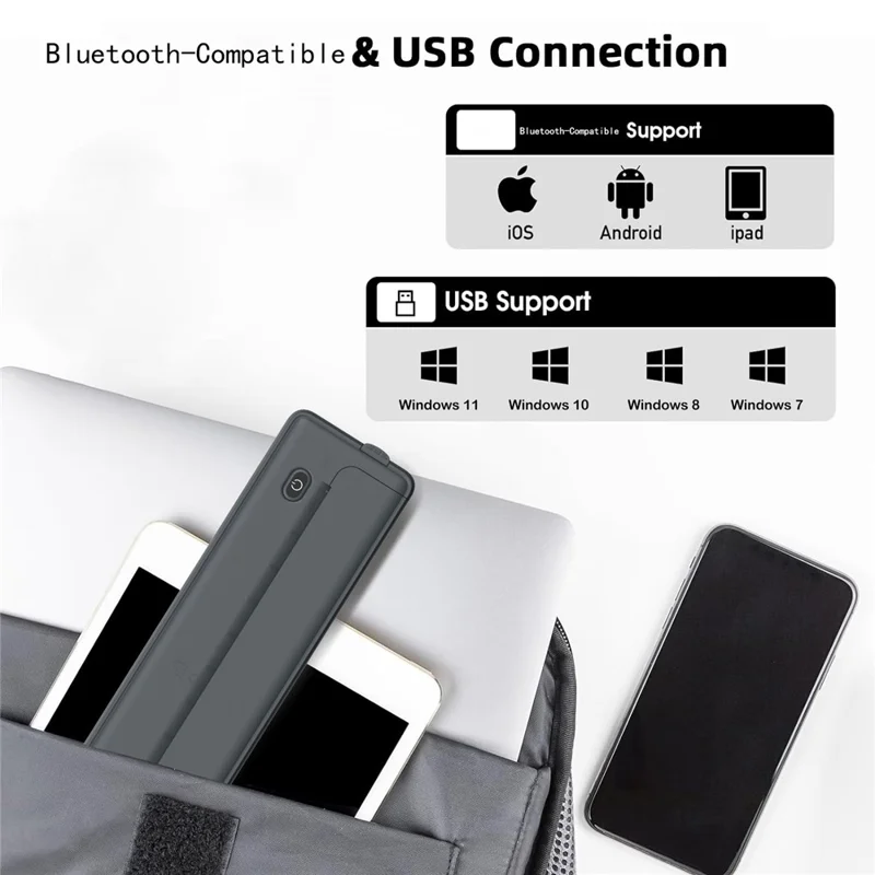 X8 Tragbarer A4-Thermodrucker 203DPI Tintenlos Bluetooth-/USB-Verbindung für Büro und Zuhause – Schwarz