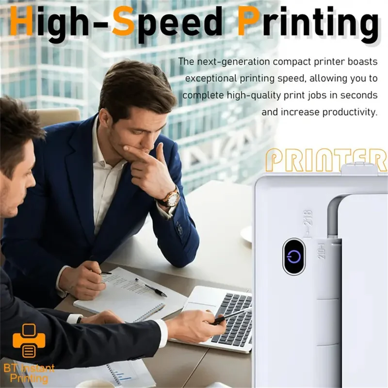X8 Tragbarer A4-Thermodrucker 203DPI Tintenlos Bluetooth-/USB-Verbindung für Büro und Zuhause – Schwarz