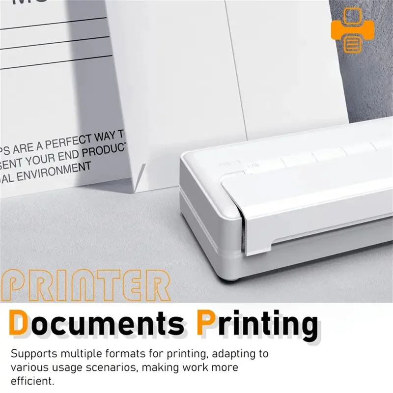 X8 Tragbarer A4-Thermodrucker 203DPI Tintenlos Bluetooth-/USB-Verbindung für Büro und Zuhause – Schwarz