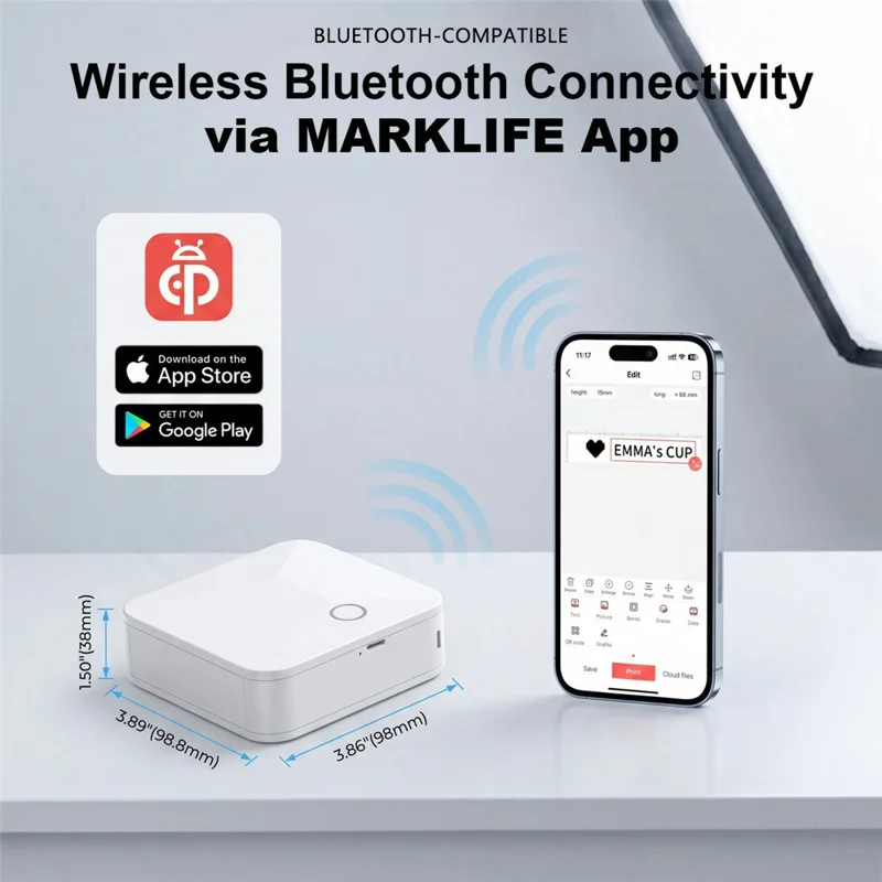 MARKLIFE R15 Portable Label Printer Thermal Transfer Bluetooth-compatible Printing Machine - White