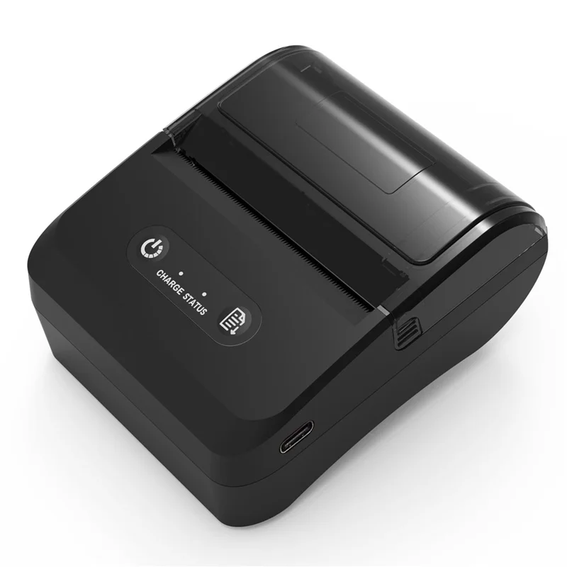 ZJ-8006 Impresora térmica portátil de recibos de 80 mm, impresora móvil de tickets con Bluetooth compatible y USB, doble modo - Negro / Enchufe UE